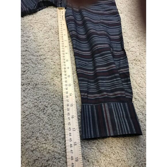 Perry Ellis Mens Button Down Shirt Dress Shirt Size XL Striped Dark Long Sleeve - Picture 4 of 9